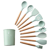 9/10/12 piezas Juego de herramientas de cocina Utensilios de cocina de silicona de primera calidad Set con caja de almacenamiento Turner Tongs Espátula Cuchara de sopa