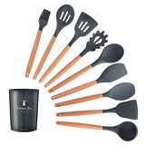 9/10/12 piezas Juego de herramientas de cocina Utensilios de cocina de silicona de primera calidad Set con caja de almacenamiento Turner Tongs Espátula Cuchara de sopa