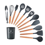 9/10/12 piezas Juego de herramientas de cocina Utensilios de cocina de silicona de primera calidad Set con caja de almacenamiento Turner Tongs Espátula Cuchara de sopa