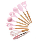 9/10/12 piezas Juego de herramientas de cocina Utensilios de cocina de silicona de primera calidad Set con caja de almacenamiento Turner Tongs Espátula Cuchara de sopa