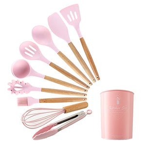 9/10/12 piezas Juego de herramientas de cocina Utensilios de cocina de silicona de primera calidad Set con caja de almacenamiento Turner Tongs Espátula Cuchara de sopa