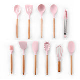 9/10/12 piezas Juego de herramientas de cocina Utensilios de cocina de silicona de primera calidad Set con caja de almacenamiento Turner Tongs Espátula Cuchara de sopa