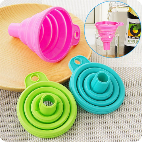Útil Estilo plegable Embudo Tolva Protable Mini Gel de silicona Herramientas de cocina plegables Accesorios de cocina Gadgets