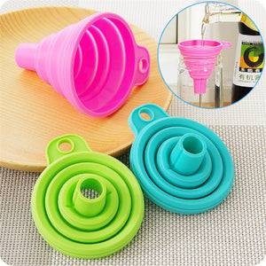 Útil Estilo plegable Embudo Tolva Protable Mini Gel de silicona Herramientas de cocina plegables Accesorios de cocina Gadgets
